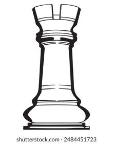 Rook in outline and vector format. Rook is a part of chess game.