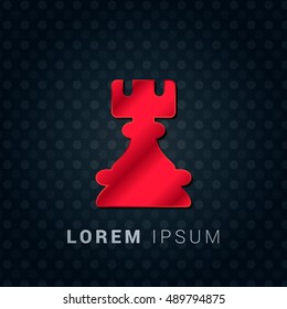 Rook Red chromium precious metallic 3D Icon / Logo Design