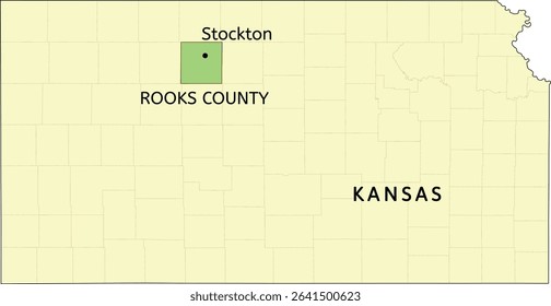 Rooks County and city of Stockton location on Kansas state map