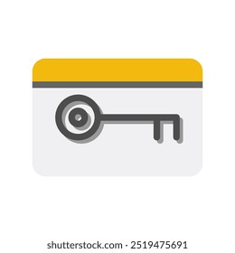 Room access key card with icons flat style. Can be used for websites, UI and mobile apps. vector illustration.