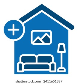 Ilustración vectorial de la línea de icono de adición de sala