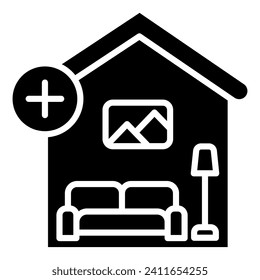 Ilustración vectorial de la línea de icono de adición de sala