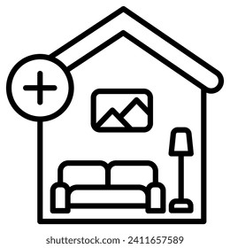 Room Addition icon line vector illustration