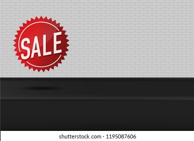 Room background with brick wall. Banner for advertise product on website.
Mock up template for display or montage of product. Studio or office blank space.
