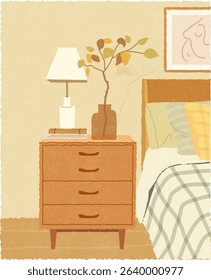 Room background illustration. Bedroom furniture, living room illustration