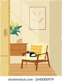 Room background illustration. Bedroom furniture, living room illustration