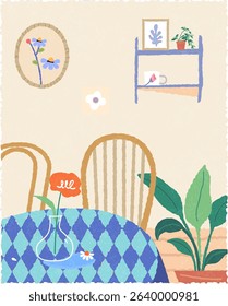 Room background illustration. Bedroom furniture, living room illustration