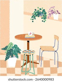 Room background illustration. Bedroom furniture, living room illustration