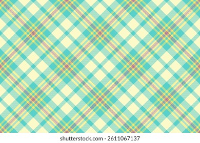 Room background plaid pattern, string tartan fabric texture. Book seamless vector textile check in teal and lemon chiffon colors palette.