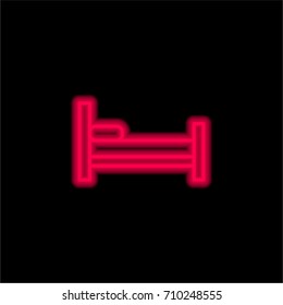Room bed red glowing neon ui ux icon. Glowing sign logo vector