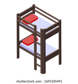 Room bunk bed icon. Isometric of room bunk bed vector icon for web design isolated on white background