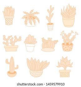 Room cactus. Flat, cartoon style. Vector illustration white background. Element design.