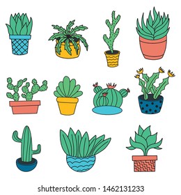 Cacti Succulents Vector Collection Stock Vector (Royalty Free) 702949924