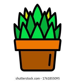 Room cactus pot icon. Outline room cactus pot vector icon for web design isolated on white background