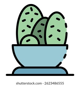 Room cactus pot icon. Outline room cactus pot vector icon color flat isolated