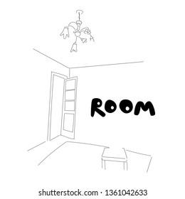 Room contour pencil sketch background
