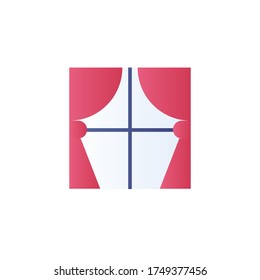 room curtain icon flat design vector color design. isolated on white background