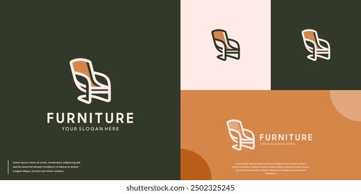 room decor logo, furniture chair, vector design illustration.