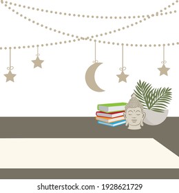 room decor with moon and stars, vector