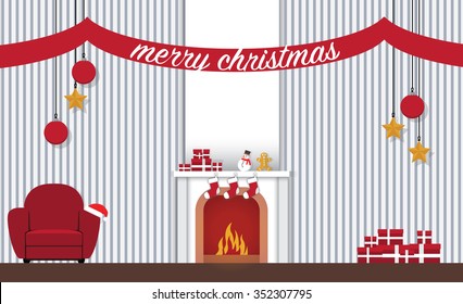 Room decorated for Christmas
