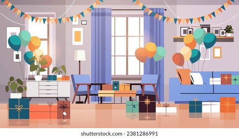 room decorated with colorful balloons for party baby shower event celebrating pregnancy motherhood expectation concept