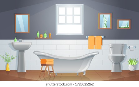 room decoration of bathroom with gradient design,vector illustration