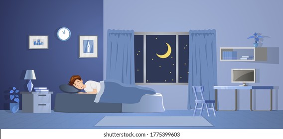 room decoration of bedroom with gradient design,vector illustration