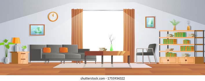 room decoration of living room with gradient design,vector illustration