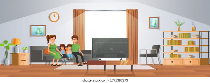 decoración de sala de estar con diseño gradiente,ilustración vectorial