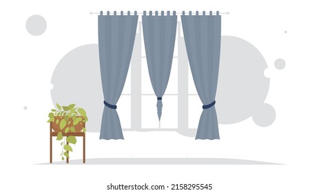 Room with decorative plant. Interior. Cartoon style. Vector illustration