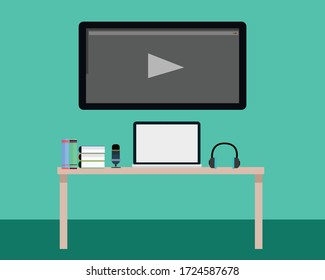 Room design for live steam flat design.