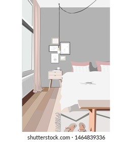 Room design Scandinavian style vector