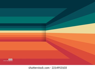 room development in rainbow retro 70s pattern house decoration background for advertisement brochure template banner website cover product package design presentation vector eps.