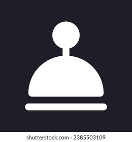 In room dining dark mode glyph ui icon. Order meal to room. Hotel. User interface design. White silhouette symbol on black space. Solid pictogram for web, mobile. Vector isolated illustration