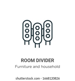 Room divider outline vector icon. Thin line black room divider icon, flat vector simple element illustration from editable furniture and household concept isolated stroke on white background