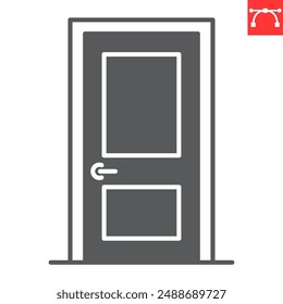 Room door glyph icon, interior and home decor, door vector icon, vector graphics, editable stroke solid sign, eps 10.