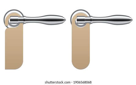 Room door handle with door hanger vector illustration