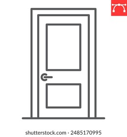 Room door line icon, interior and home decor, door vector icon, vector graphics, editable stroke outline sign, eps 10.