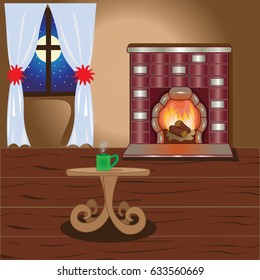 Room with fireplace