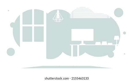Room in flat style. Background for your scene. Vector