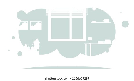 Habitación de estilo plano. Antecedentes de tu escena. Ilustración del vector