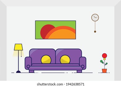 Room flat vector design background template. 