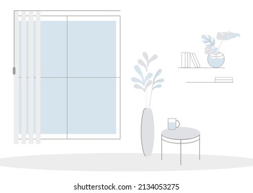 Room graphic black white home interior. Simple vector illustration