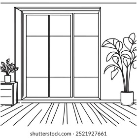 Room graphic black white home interior sketch illustration vector