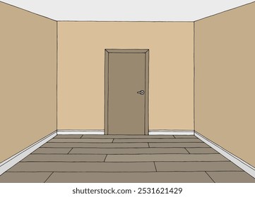 Vector de ilustración de croquis de interior de hogar de color gráfico de habitación 