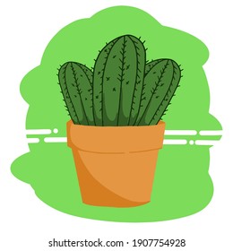 room green cactus. Flat, cartoon style. Vector illustration