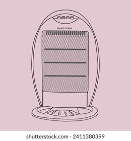Room Heater Vector Illustration Line Art Isolated on White Background