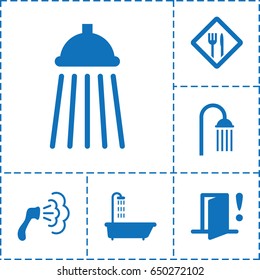 Room icon. set of 6 room filled icons such as shower, restaurant