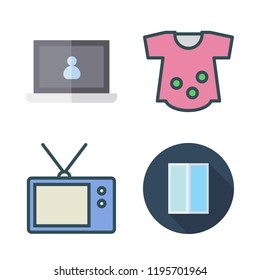 room icon set. vector set about clothes, entrances, television and laptop icons set.
