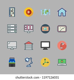 room icon set. vector set about mirror, garage, servers and brickwall icons set.